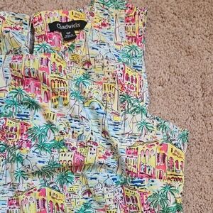 Chadwicks Tropical Palm 2 Pc Set: Sleeveless Top, Elastic Waist Pants Womens 10P